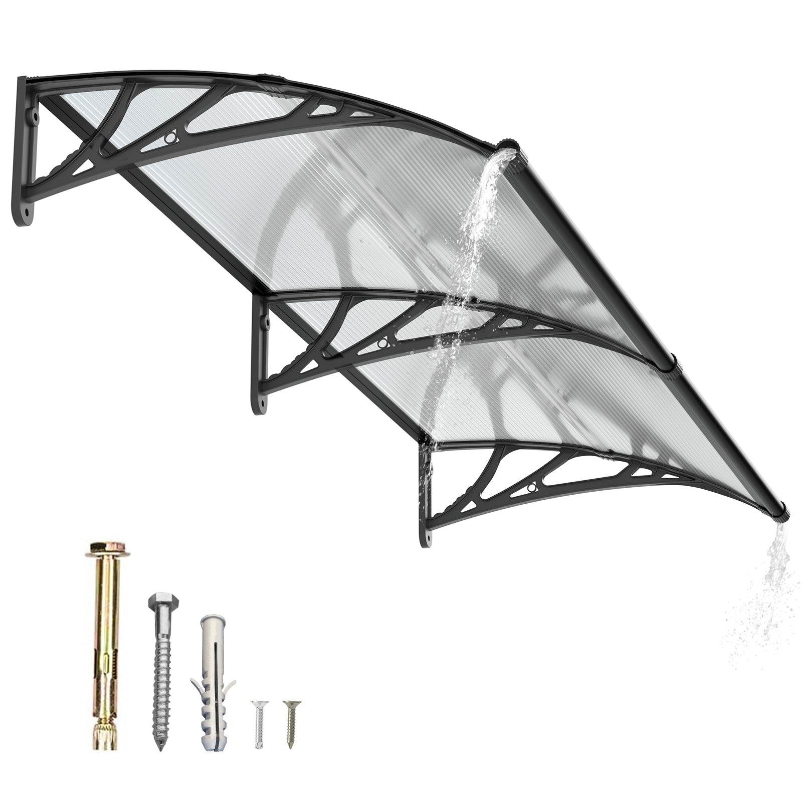 GUANSU-CN Large Drainage Sink Window Awning Door Canopy Polycarbonate Panel Outdoor Window Awning Exterior, Front Door Overhang Awning