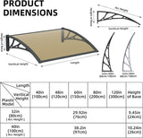 GUANSU-CN Window Awning Door Canopy Polycarbonate Solid Sheet Patio Cover with Plastic Bracket Aluminum Fixing Bars for Sun Shutter, UV, Rain, Snow Protection