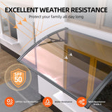 GUANSU-CN Window Awning Door Canopy Polycarbonate Solid Sheet Patio Cover with Plastic Bracket Aluminum Fixing Bars for Sun Shutter, UV, Rain, Snow Protection