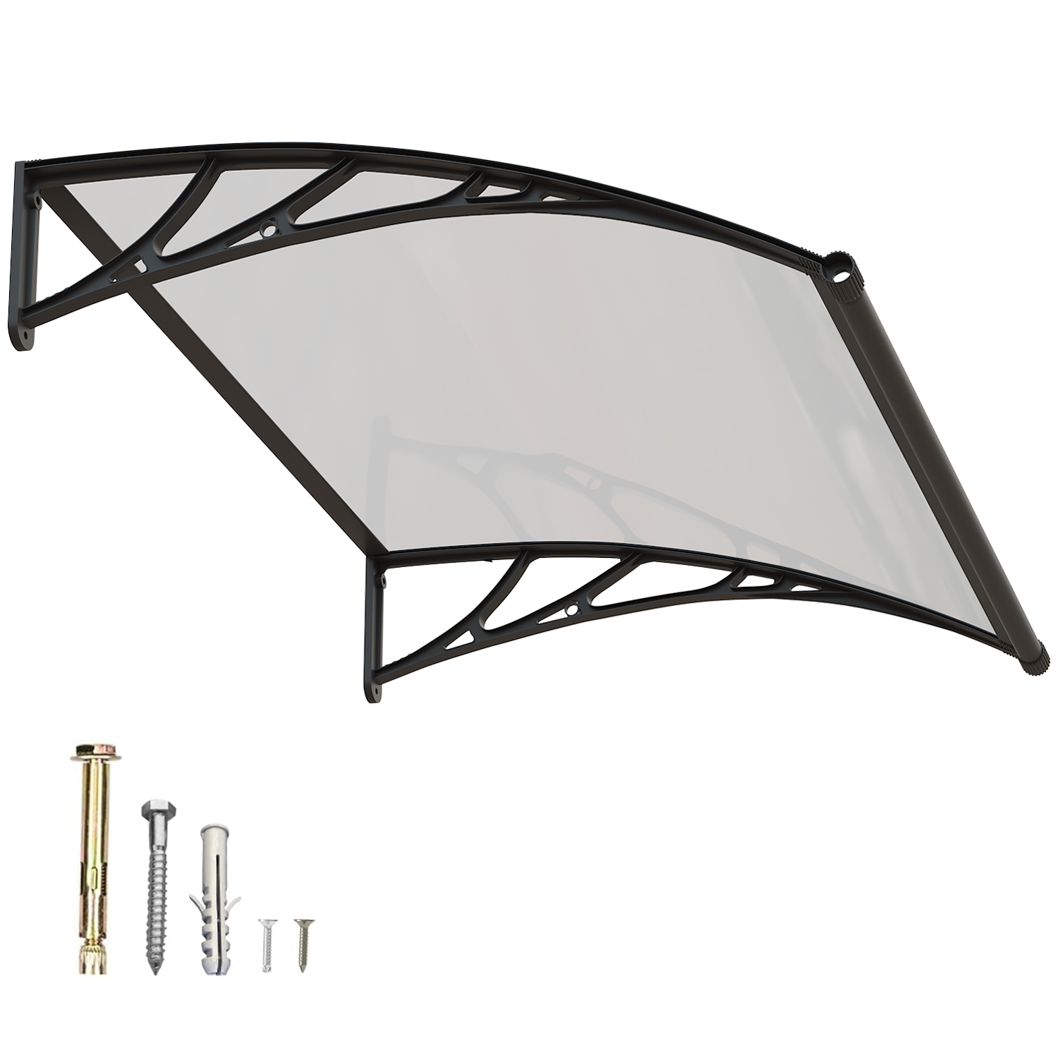 GUANSU-CN Large Sink Window Awning Door Canopy Polycarbonate Solid Panel with Plastic Bracket Patio Rain Snow Sun Shelter Cover