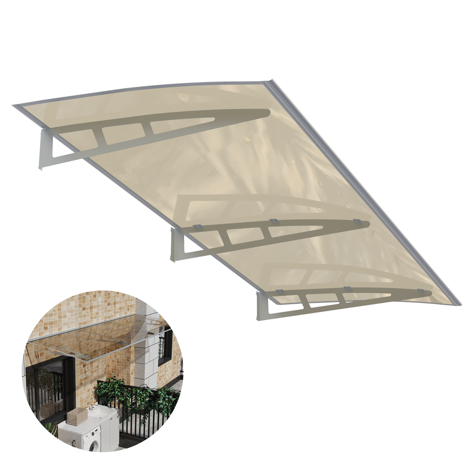 GUANSU-CN Metal Awnings Premium Quality Crystal Polycarbonate Door/Window Awnings Canopy Silver Brackets