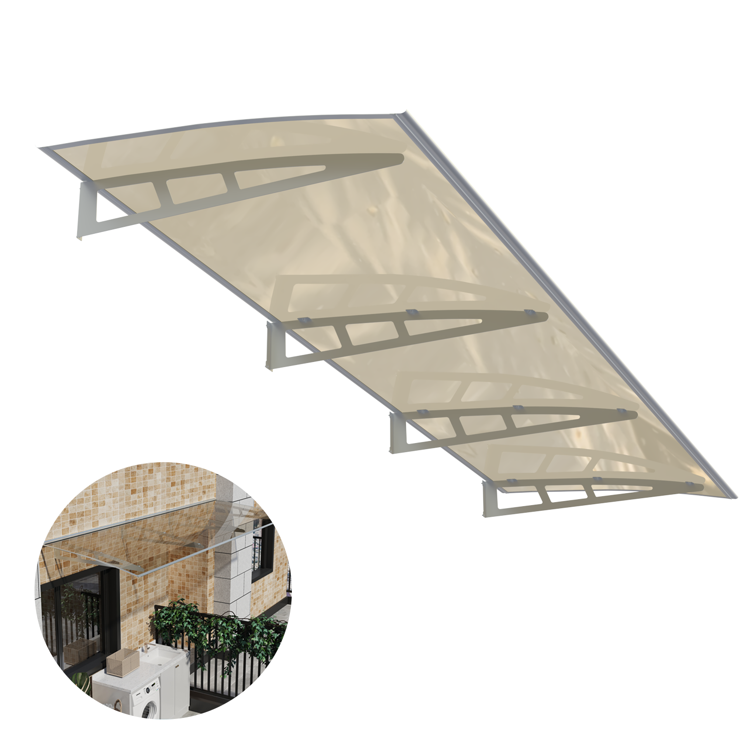 GUANSU-CN Metal Awnings Premium Quality Crystal Polycarbonate Door/Window Awnings Canopy Silver Brackets